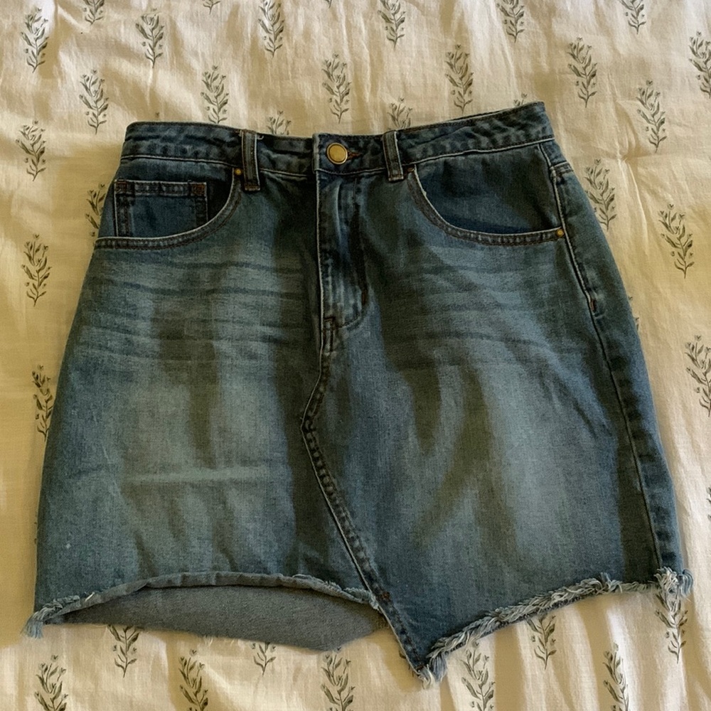 Heartloom Denim skirt with asymmetrical hem line